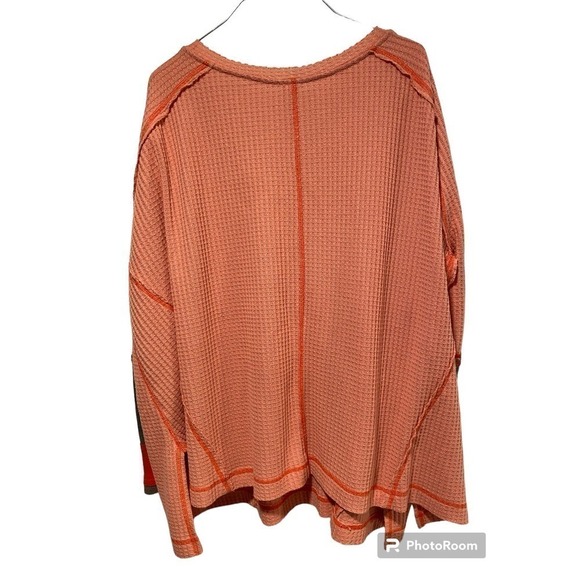 We the free loving leopard waffle knit pullover oversized coral pink floral - Picture 2 of 9